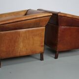 Vintage Dutch Club Chair in Cognac Leather, Set of 2
