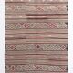 Kilim vintage tons rouges et bruns, motifs ethniques anatoliens, 156x244 Cm