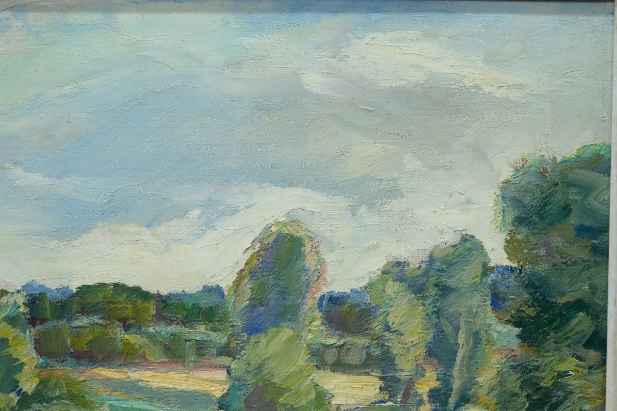 Katarina Fontaine, Swedish Modern Landscape, Oil on Panel, 1950s, Framed