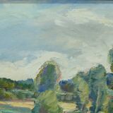 Katarina Fontaine, Swedish Modern Landscape, Oil on Panel, 1950s, Framed