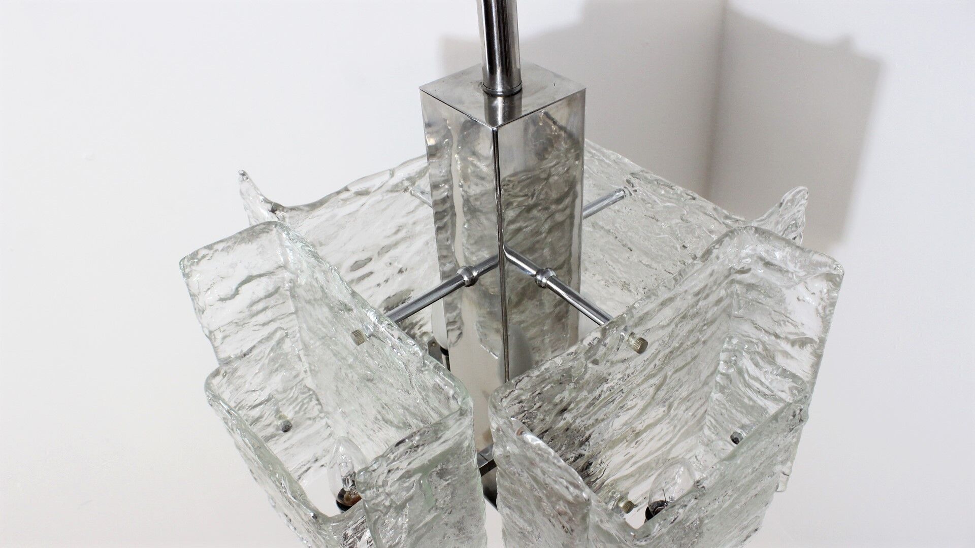 Murano glass pendant chandelier Mazzega 1970s