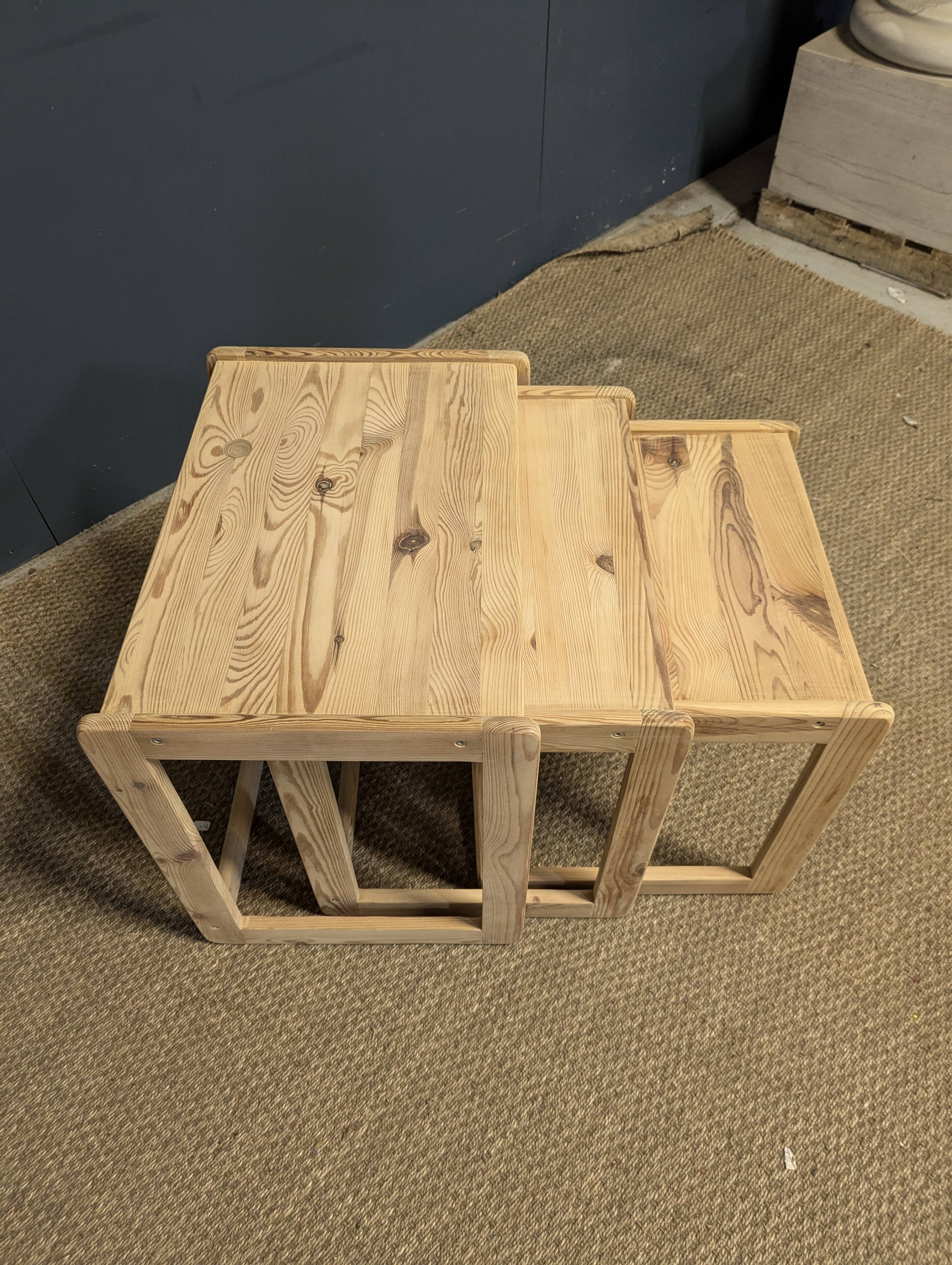3 nesting tables in pine