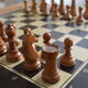 Large wooden chessboard and leatherette 48cm x 48cm