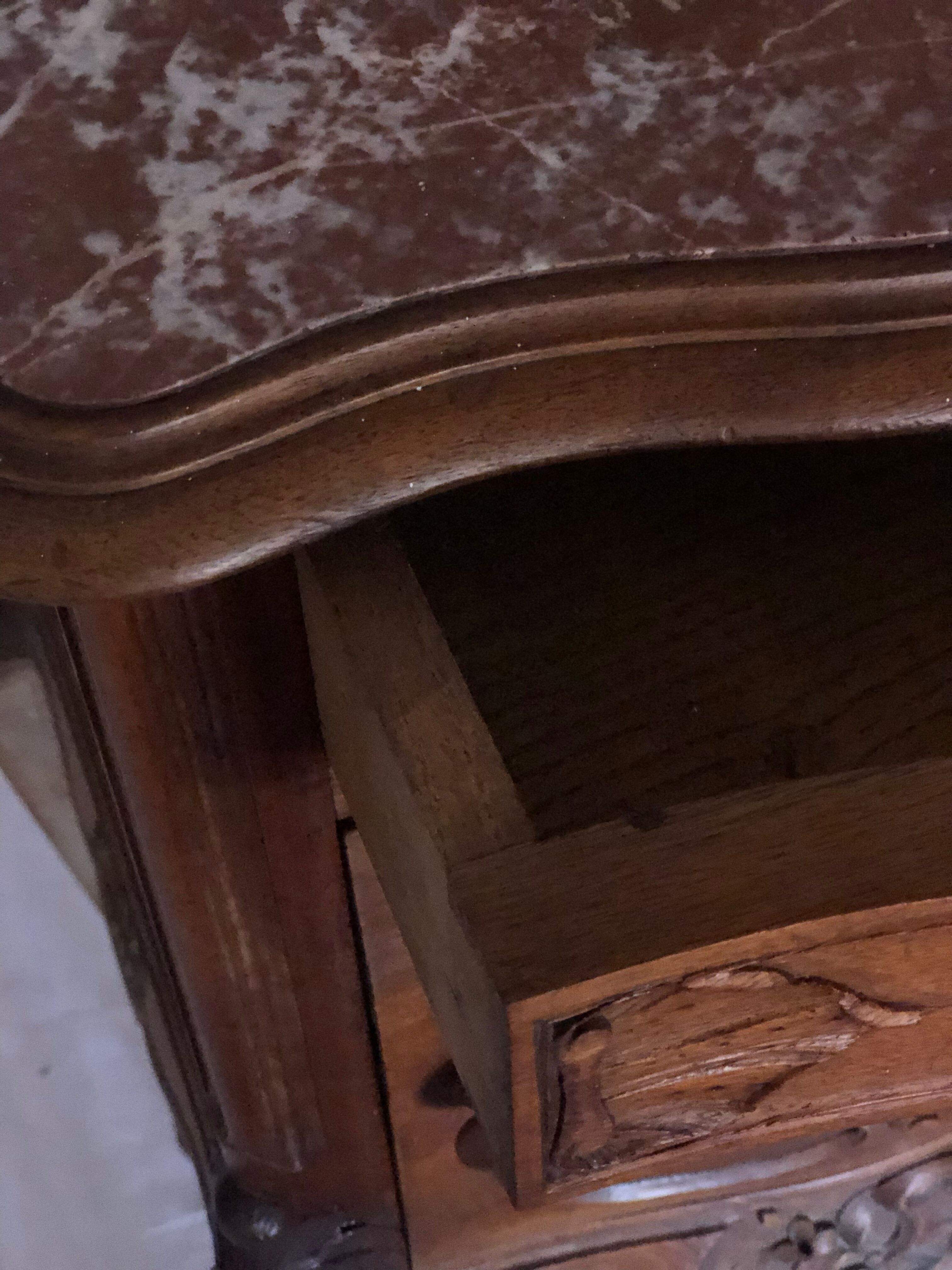 High wood and vintage marble console