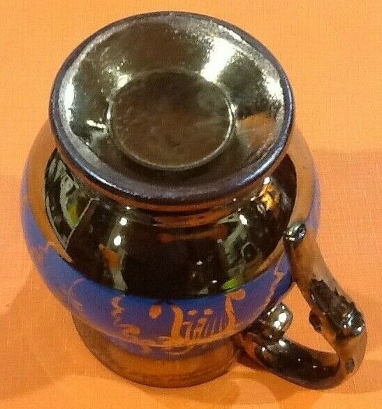 Pot à lait pichet XIXème faïence de Jersey A décor de frises bleues feuillagées