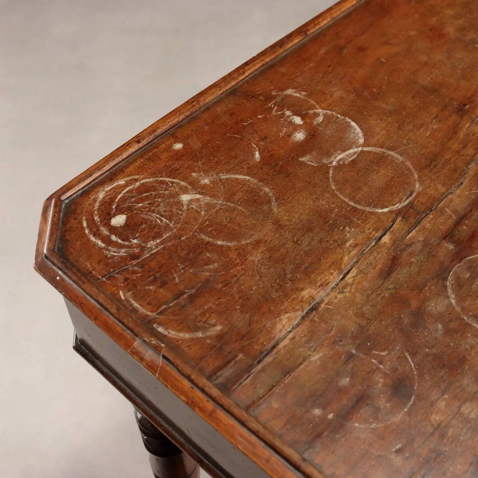 Antique walnut sewing table with drawer, Italy, mid-19th century.