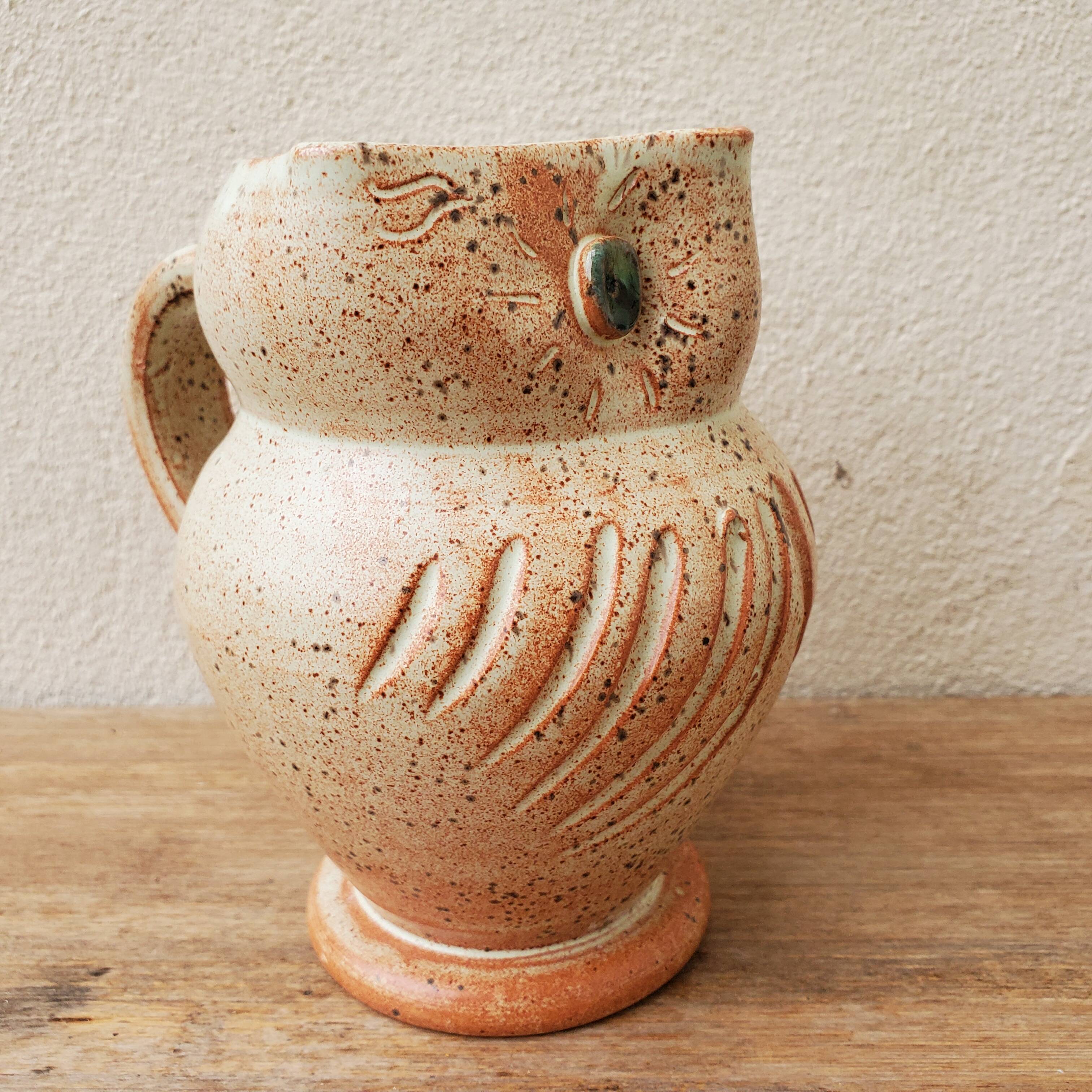 Pitcher owl terracotta vase