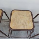 Series of 6 old workshop iron stools 1980