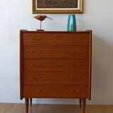 Teak Dresser with 5 drawers Norway, 1960s.