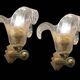 Venetian Murano Glass Brass Sconces Set of 2 1960’s
