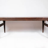 Coffee table in rosewood with blue tiles by Johannes Andersen and Silkeborg Furniture, 1960s