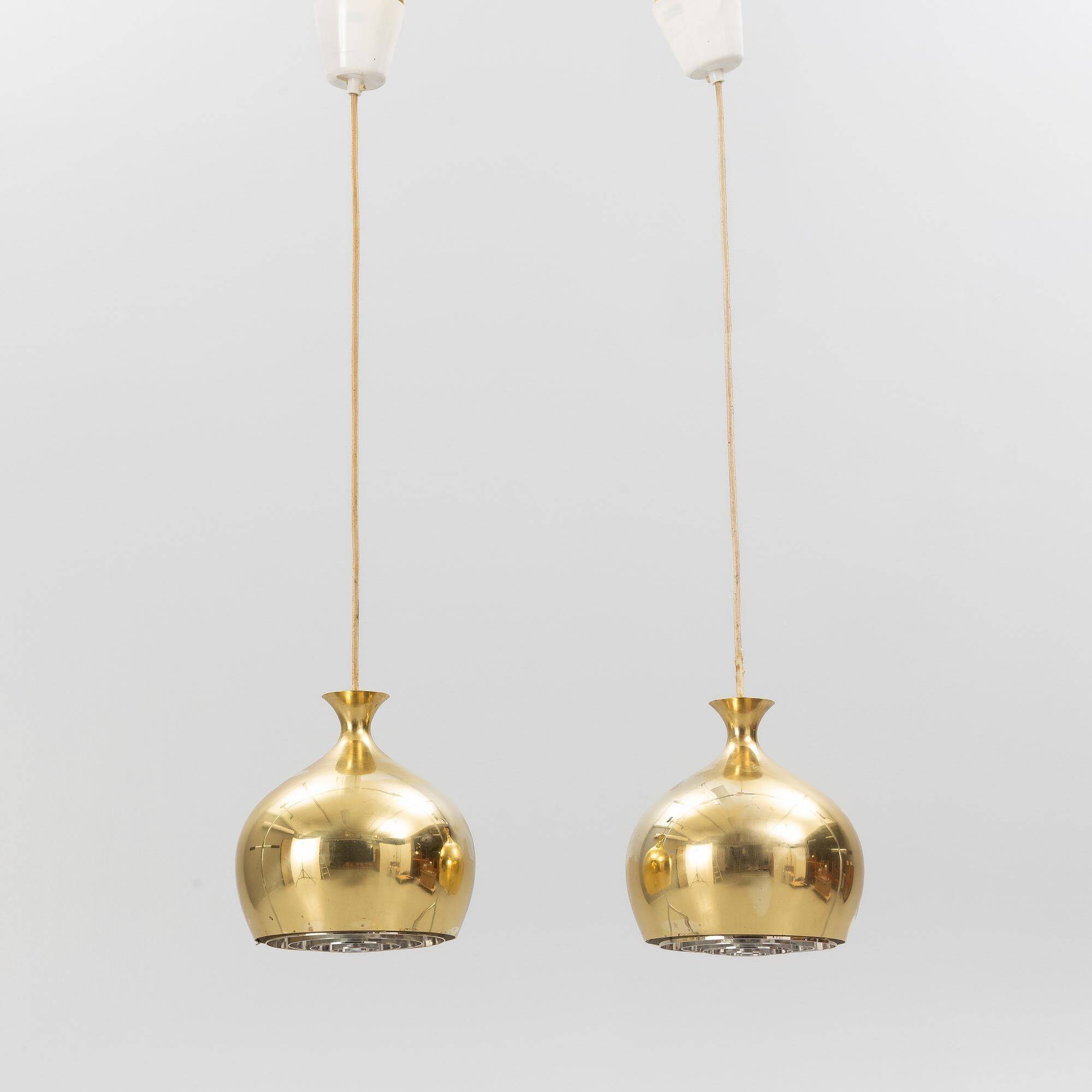 Helge Zimdal two ceiling lamps "Löken" Sweden 1970s
