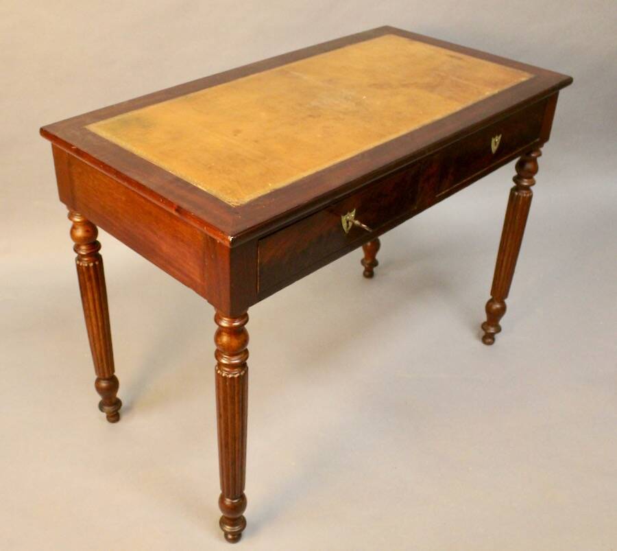19th century mahogany desk with leather top