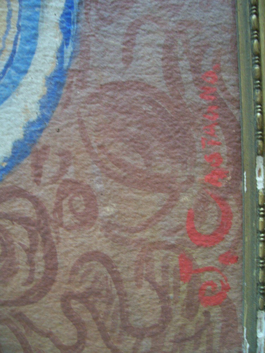 Old flower pot painting signed