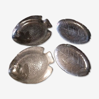 4 dishes 2 fish form 2 leaf-shaped