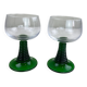 2 large vintage green glasses