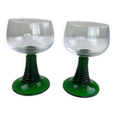 2 Grands verres vintage vert