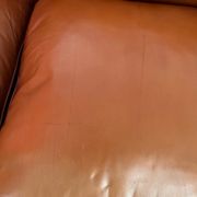 Old 2-seater leather and walnut sofa design 70s Mobil Girgi Mario Marenco vintage Italy