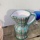 Robert Picault pitcher in green ceramic Vallauris checkered 1960