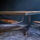 Table signed "La Roue/Vallauris", metal/ceramic, 1970s.