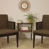 Pair of armchairs cube year 1960 fabric chiné brown color