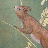 Painted canvas depicting squirrels. Contemporary.