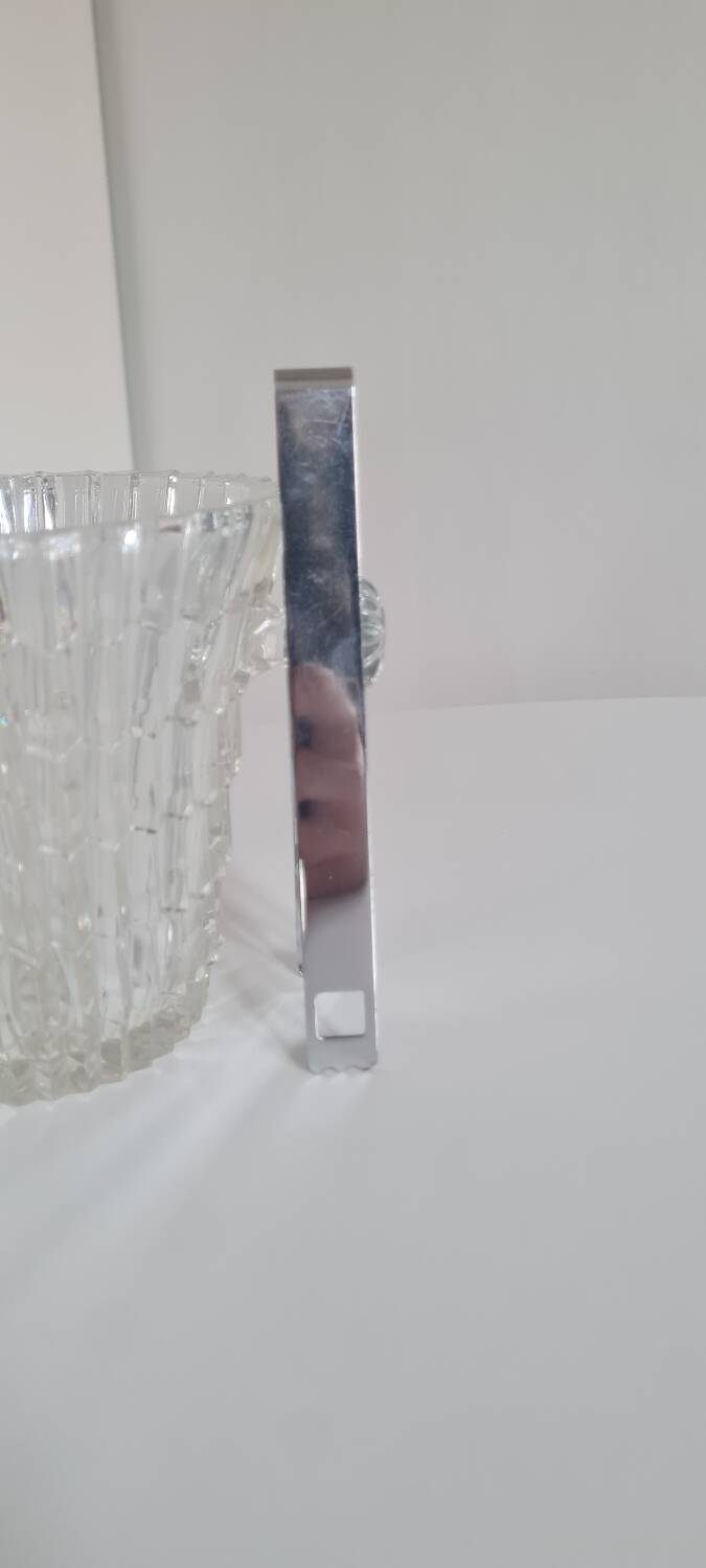Crystal ice bucket and stainless steel tongs