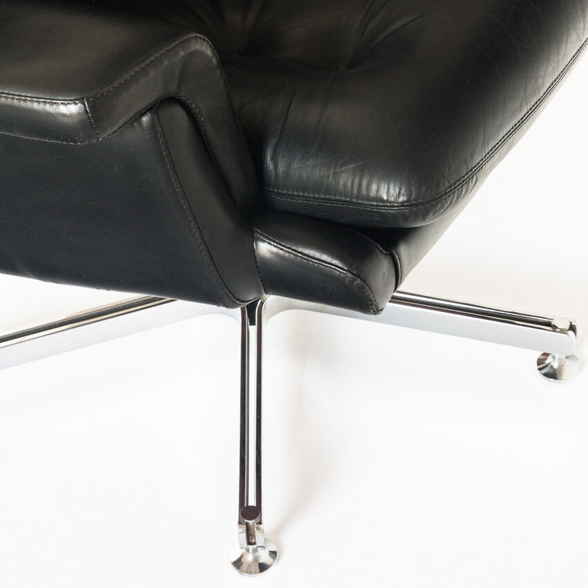 Vintage leather revolving chair, France 1960