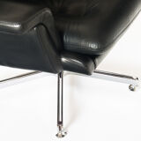 Vintage leather revolving chair, France 1960