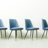 Ensemble de 4 chaises de salle à manger italiennes avec pieds en laiton, années 1950