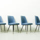 Set of 4 italian dining chairs with brass feet, 1950s