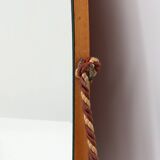 Miroir triangulaire organique vintage avec dos en bois, Belgique années 1960