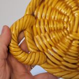 Coupelle serviteur ou dessous de bouteille en céramique décor tressé