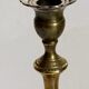 Duo of solid brass and gold metal candle holders worked old