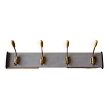 Old wall coat rack - 4 brass hooks
