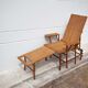 Antique rattan chaise longue, Chilean, rattan deckchair, folding backrest, removable footrest