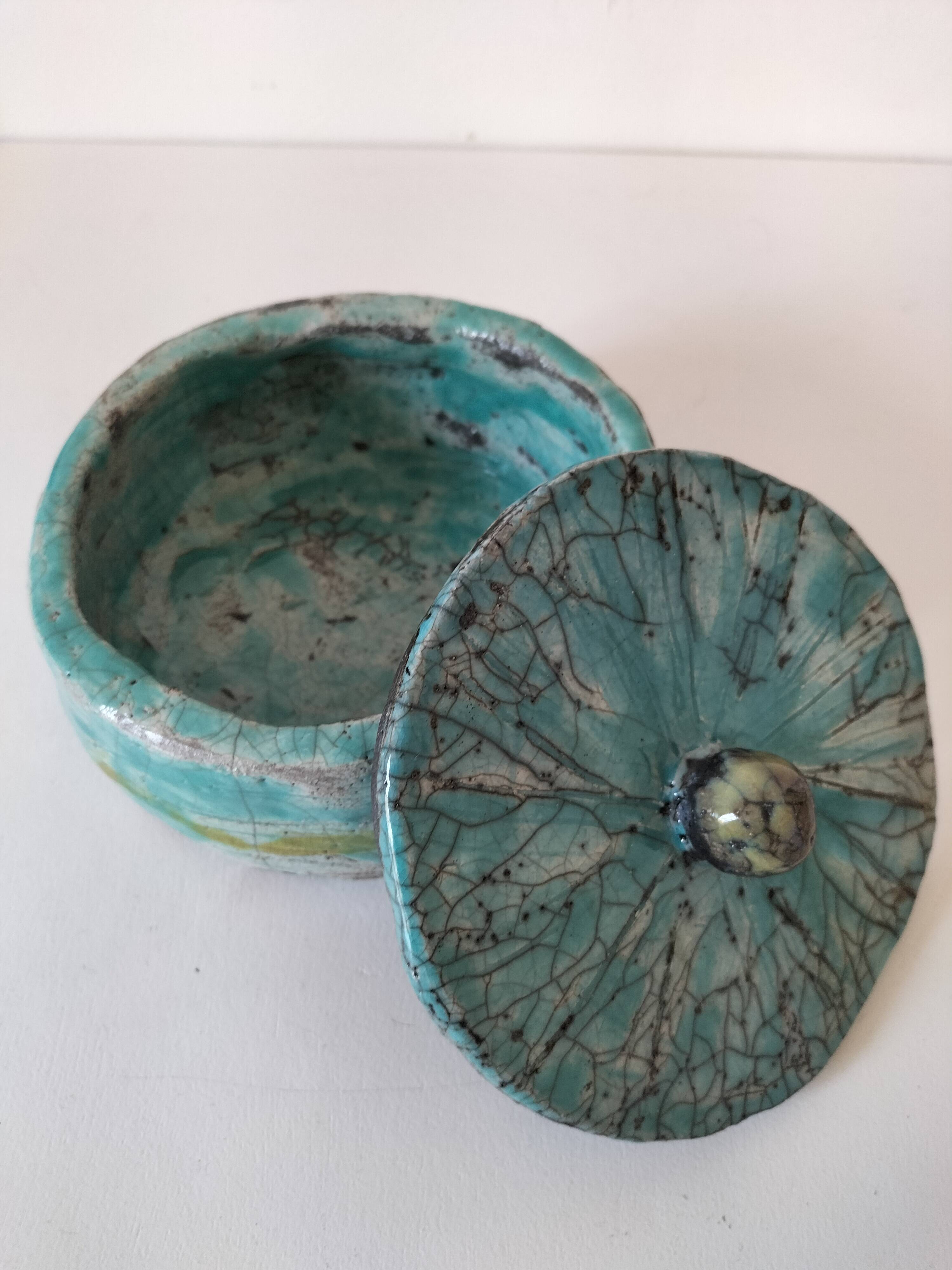 Raku-style handcrafted ceramic box