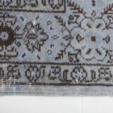 Turkish All-Over Floral Light Blue Vintage Runner Rug, 61x207Cm
