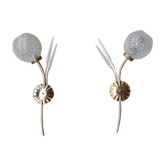 Pair of brass and glass sconces