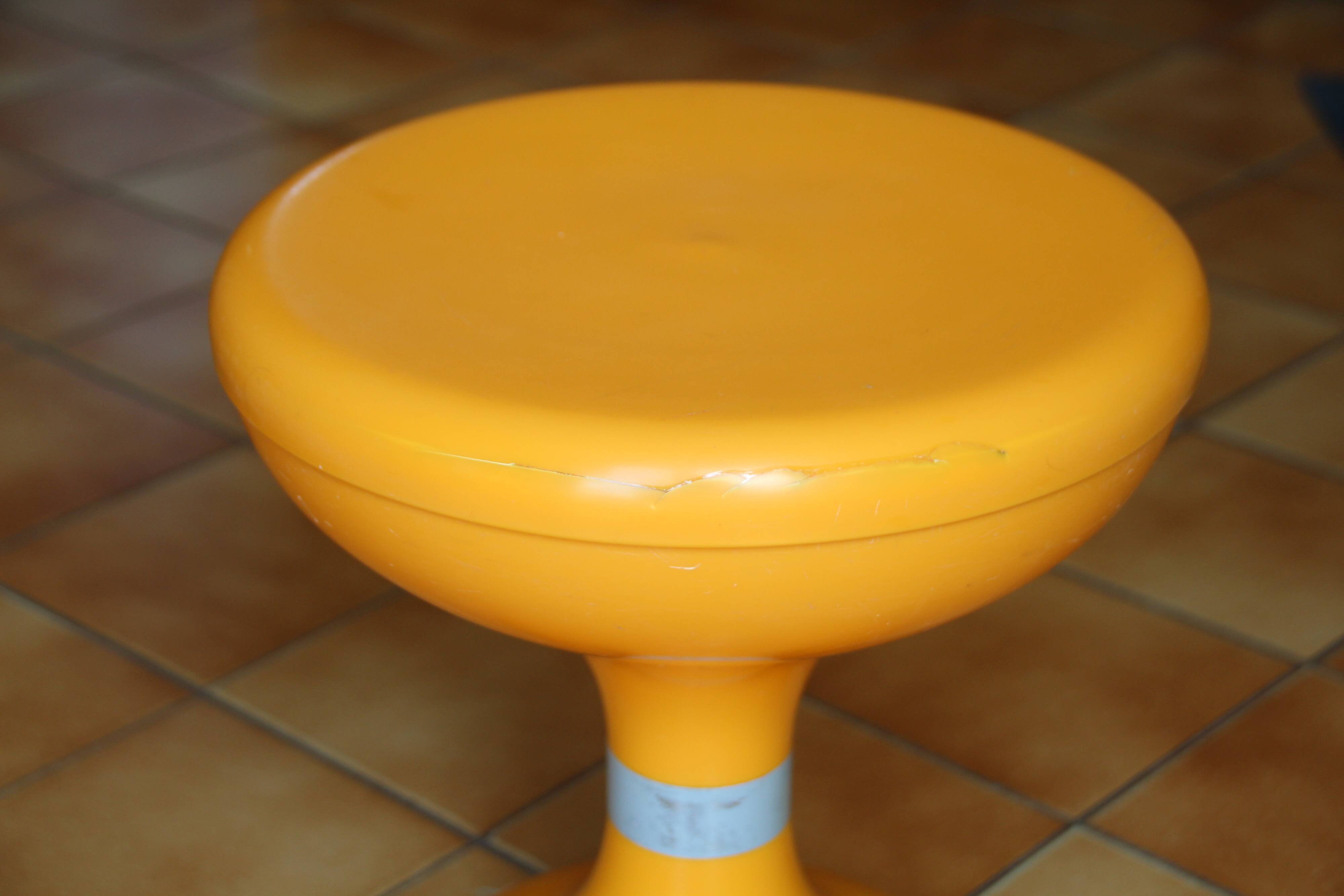 Orange plastic stool Space age 70s