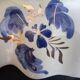 Hubert Bequet Belgique plateau en céramique avec oiseau et fleurs