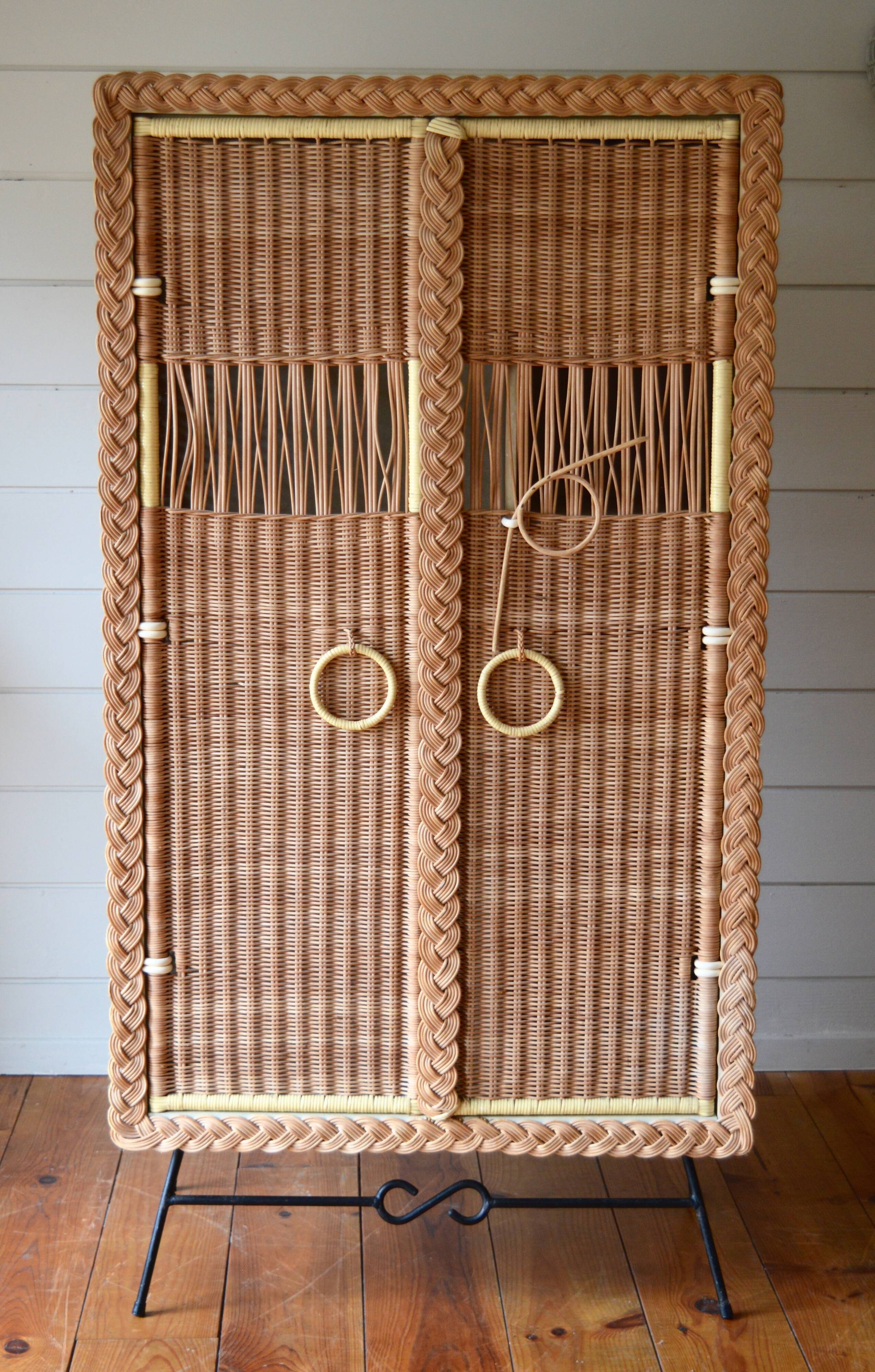 Rattan and wicker cabinet
