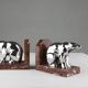Art Deco Marble and Metal Bear Bookends, France 1930s
