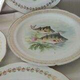 5 assiettes de service a poisson en porcelaine de france digoin n*1