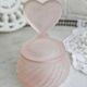 Vintage Pink Frosted Glass Bathroom Set Romantic Heart Decor