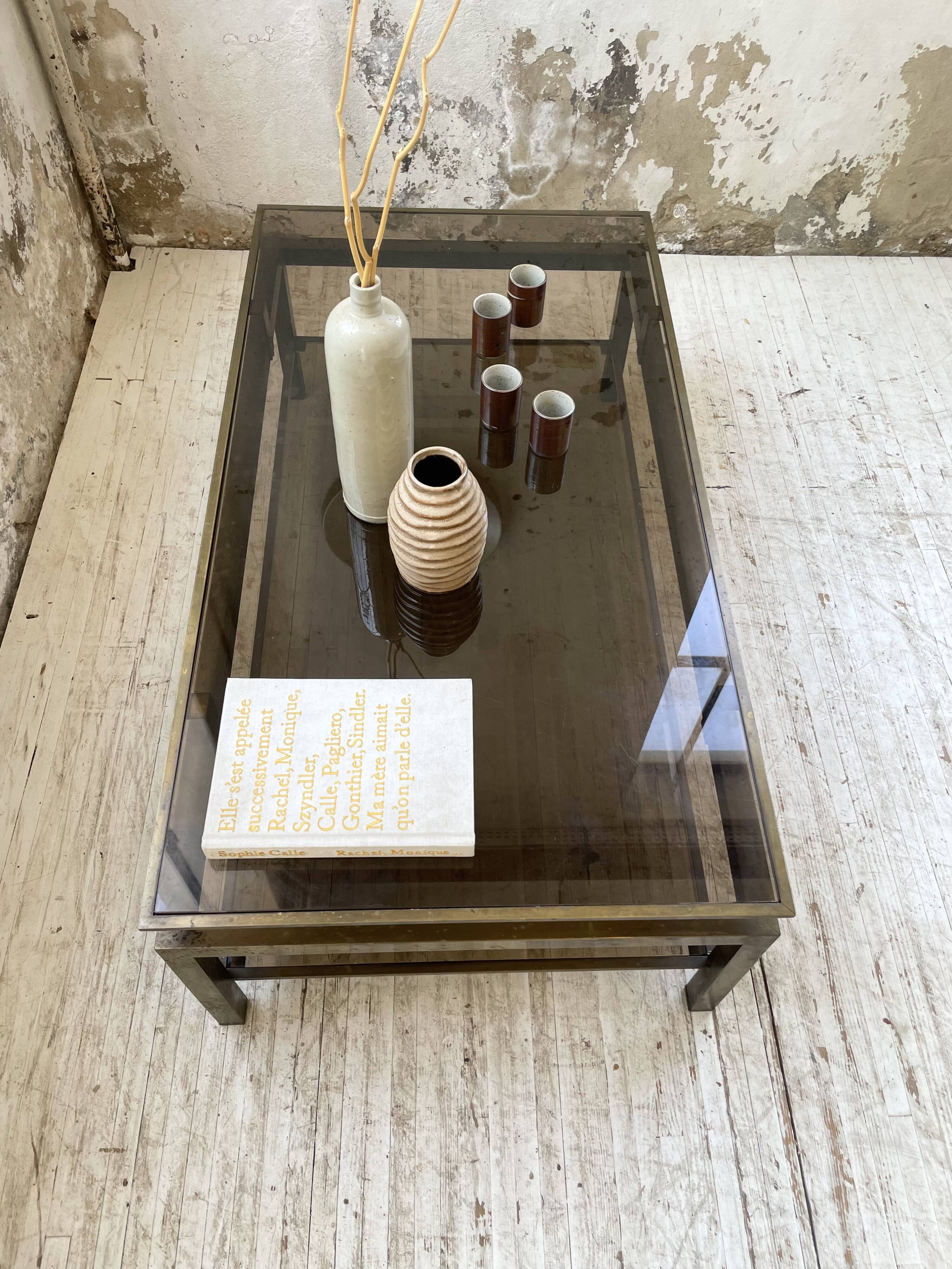 Brass coffee table attributed to Guy Lefevre for Maison Jansen