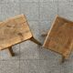 Pair of wooden stools rectangualaires, tripods and handicrafts