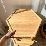 3 Vintage Bamboo Hexagonal Nesting Coffee Tables, 1970s