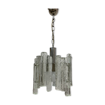 Hanging lamp in Frosted Ice Glass by J. T. Kalmar for Kalmar Franken KG, 1960s
