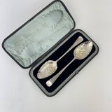 Pair of berry spoons in sterling silver english